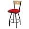 Holland Bar Stool Co 25" Swivel Counter Stool, Black Wrinkle, Nat Back, Canter Red Seat X830 - alternate 1